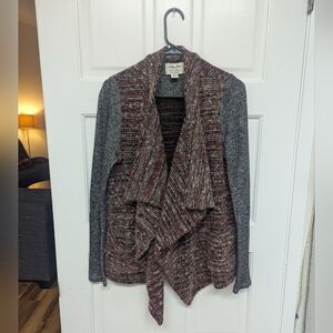 Lucky Brand Red and Gray Knit Cardigan